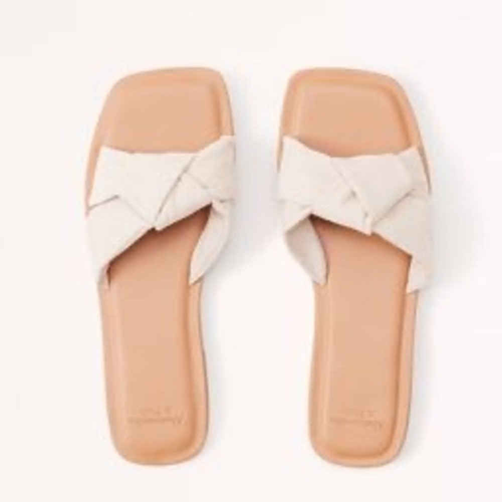 Abercrombie & Fitch Knotted Slide Sandals Women 11 Strappy Suede Minimalist